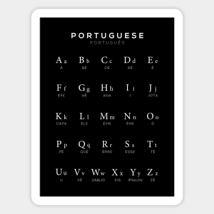 Portuguese Alphabet Chart, Portugal Language Chart, Black Magnet